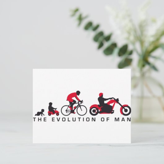 evolution of man motorcycle biker postkarte (Stehend Vorderseite)