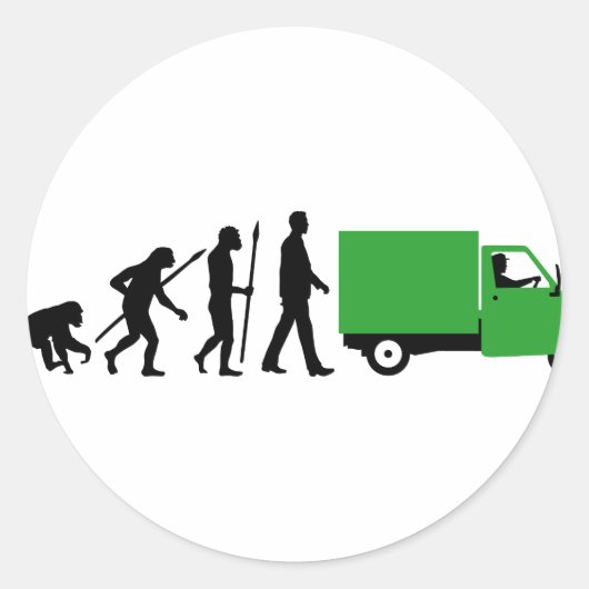 Evolution of man Piaggio Ape mini transporter Runder Aufkleber (Vorderseite)