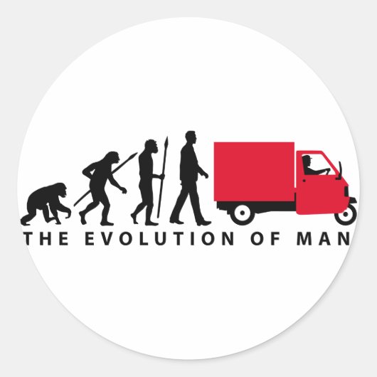 Evolution of man Piaggio Ape mini transporter Runder Aufkleber (Vorderseite)