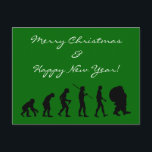 Evolution Of Santa Claus Feiertagspostkarte<br><div class="desc">human evolution reached its high when santa claus appeared - funny design for christmas</div>