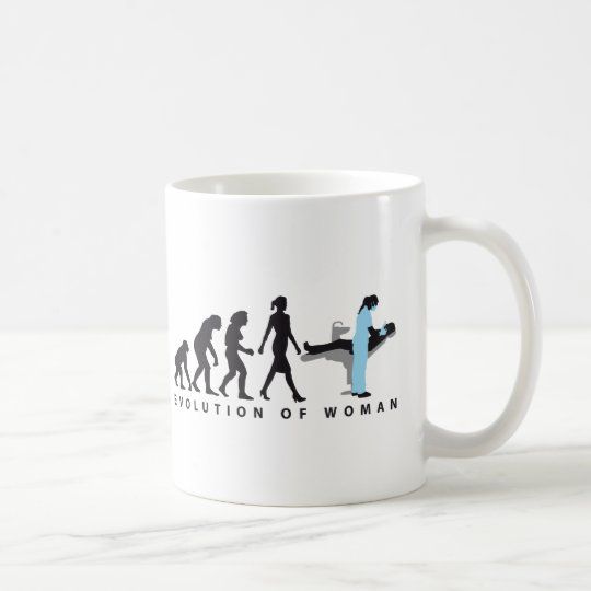 evolution of woman female dentist kaffeetasse