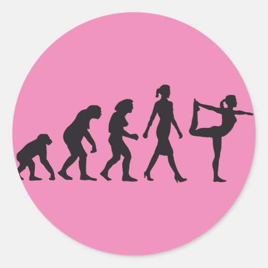evolution of woman yoga position runder aufkleber (Vorderseite)