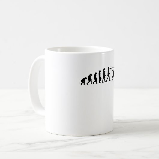 Evolution Powerlift Bodybuilding Geschenk Kaffeetasse (Vorderseite Links)