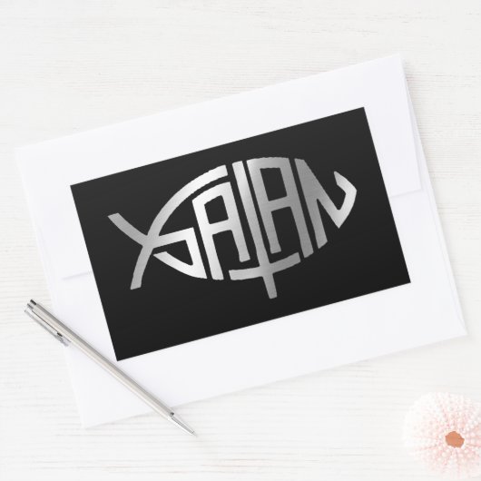 Evolution - Satan + Rechteckiger Aufkleber (Umschlag)