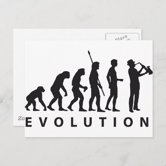 Evolution Saxophon Postkarte (Vorne/Hinten)