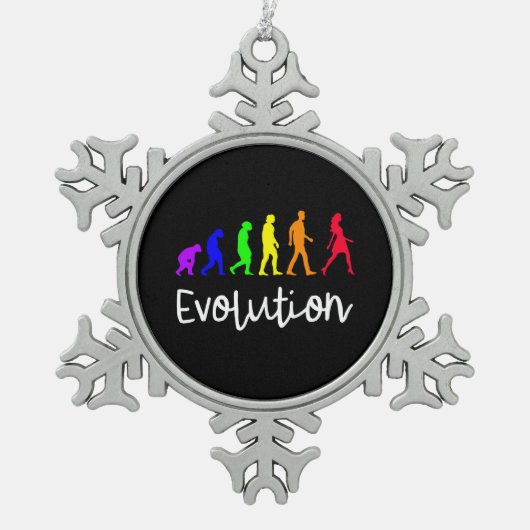 Evolution Schneeflocken Zinn-Ornament (Vorderseite)