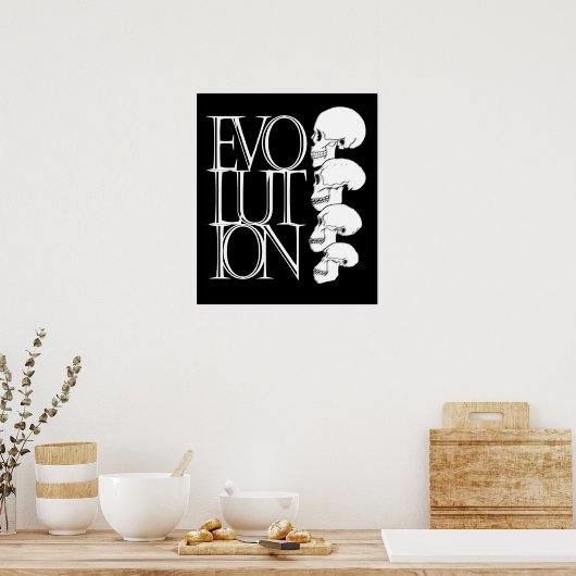 Evolution (schwarz, mit weißem Rand) Poster (Küche)