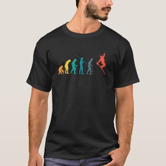Evolution Skifahrer Skifahrer T-Shirt (Vorderseite)