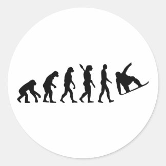 Evolution Snowboarden Runder Aufkleber