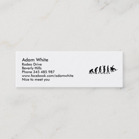 Evolution Snowboarding Mini Visitenkarte (Vorderseite)