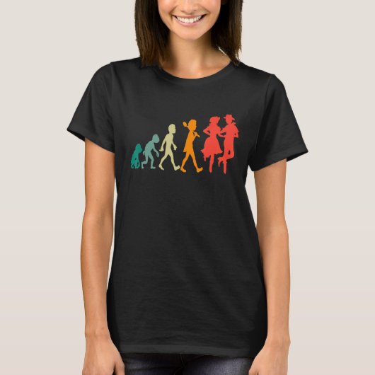 Evolution Square Dance Funny Retro T-Shirt (Vorderseite)