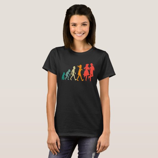 Evolution Square Dance Funny Retro T-Shirt (Vorne ganz)