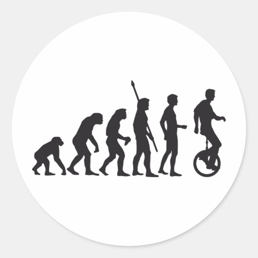 evolution unicycle runder aufkleber (Vorderseite)
