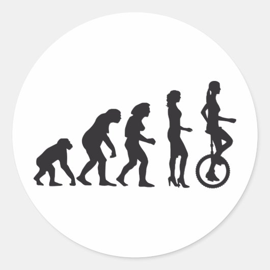 evolution unicycle runder aufkleber (Vorderseite)