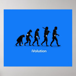 Evolution von Ape zum Mann mit iPod Poster
