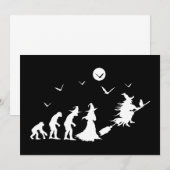 Evolution von Hexe auf Besen Einladung (Vorne/Hinten)