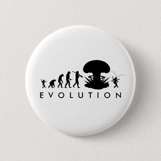 Evolution von Mensch & Schabe Lustiges Evolutionsd Button (Vorderseite)
