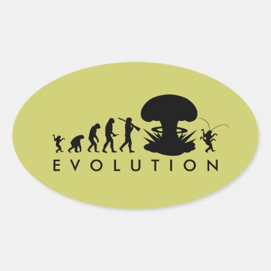 Evolution von Mensch und Kakerlake — Funny Evoluti Ovaler Aufkleber (Vorderseite)