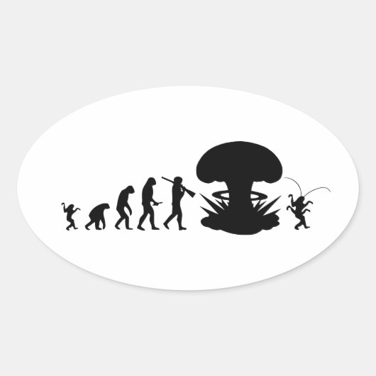 Evolution von Mensch und Kakerlake — Funny Evoluti Ovaler Aufkleber (Vorderseite)