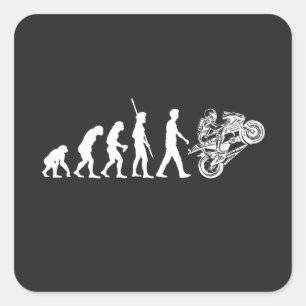 Evolution von Motorradfahrern Quadratischer Aufkleber