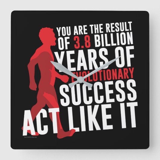 Evolutionärer Erfolg Quadratische Wanduhr (Vorderseite)