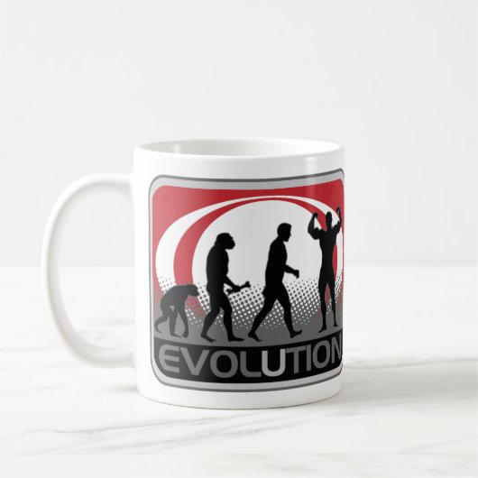 Evolutions-Bodybuilder Kaffeetasse (Links)