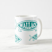 Evolutions-Fische Alfreds Wallace Kaffeetasse (VorderseiteRechts)