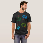 Evolutionsaffen und Fischdesign T-Shirt (Vorne ganz)