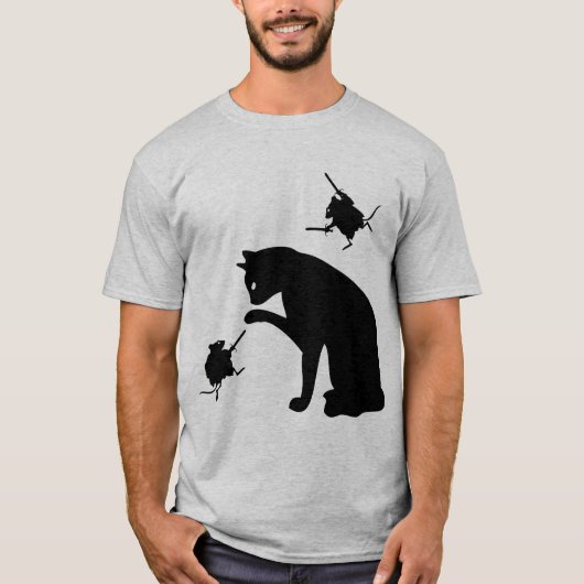 Evolutionsmäuse gegen Katze T-Shirt (Vorderseite)