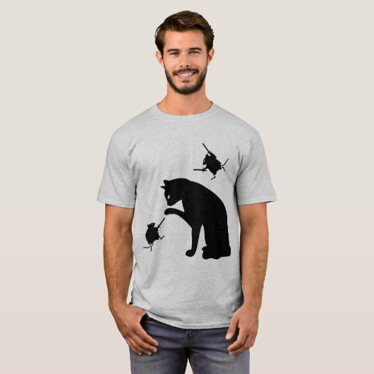 Evolutionsmäuse gegen Katze T-Shirt (Vorne ganz)