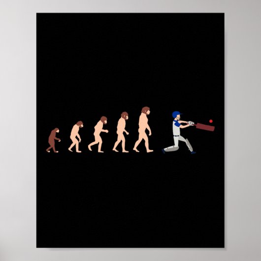Evolutionstheorie Cricketspieler Lustig Poster (Vorne)