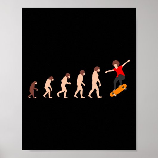Evolutionstheorie Skateboarding Lustig Poster (Vorne)