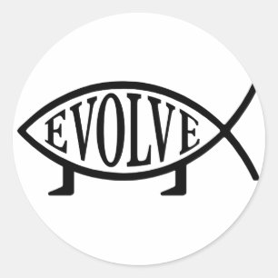 Evolve Fish Runder Aufkleber