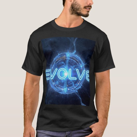 EVOLVE Neon Blaues Digital Sphere T-Shirt | Tech E (Vorderseite)