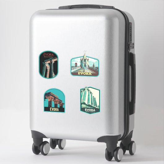 Evora Portugal Illustrationspackung Aufkleber (Koffer)