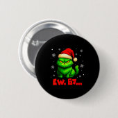 Ew 67 Sechs Sieben Grüne Katze Weihnachtsmann Hut Button (Vorne & Hinten)
