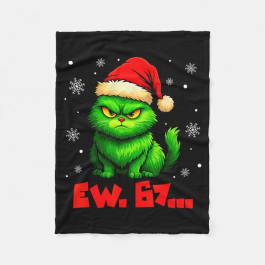 Ew 67 Six Seven Grüne Katze Weihnachtsmann Hut Lus Fleecedecke (Vorderseite)