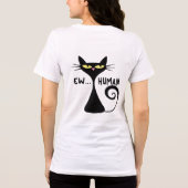 Ew Human - Sleek Black Cat Minimalistisch Art Tri-Blend Shirt (Rückseite)