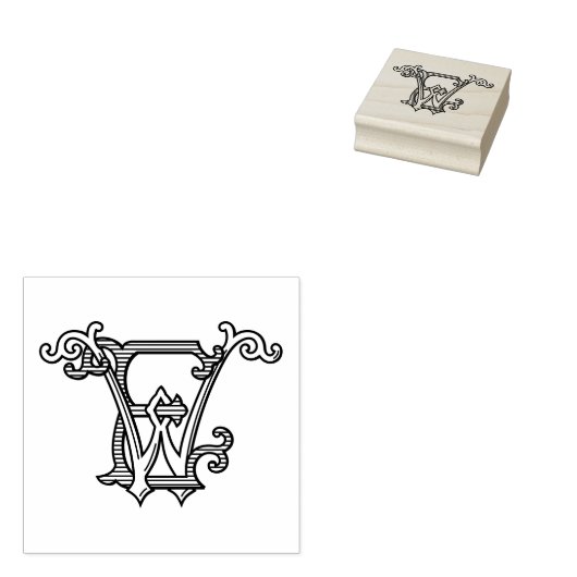 EW Initials WE Monogram Kautschuk Tinte Briefmarke Gummistempel (Stempel)
