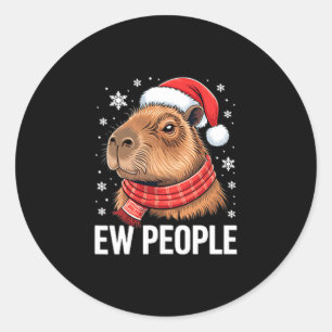 Ew Leute Capybara Weihnachten Lustiger Introvertie Runder Aufkleber