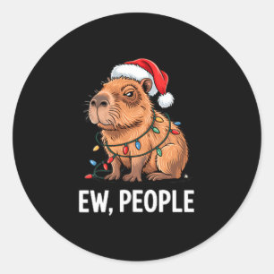 Ew Leute Capybara Weihnachtslichter Lustiger Intro Runder Aufkleber