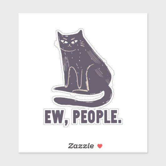 Ew, Leute Funny Spaß Introvert Meowy Black Cat Aufkleber (Blatt)