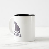 Ew, Leute Funny Spaß Introvert Meowy Black Cat Zweifarbige Tasse (Vorderseite Links)