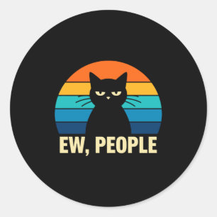 Ew Leute Katze Lustig Antisozial Introvertiert Lan Runder Aufkleber