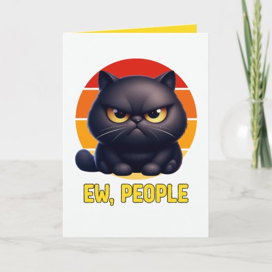 Ew Leute Lustige Introvertierte Schwarze Katze Sar Karte (Vorderseite)