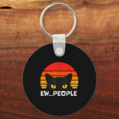 Ew Leute Retro Lustige Schwarze Katze Anti Soziale Schlüsselanhänger (Vorderseite)