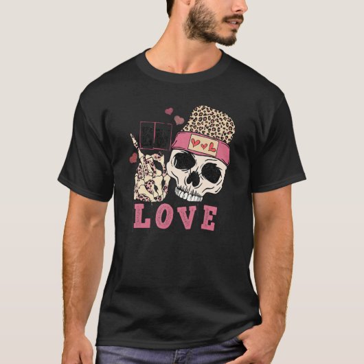 Ew Liebe Leopard Skelett Anti Valentine Da T-Shirt (Vorderseite)