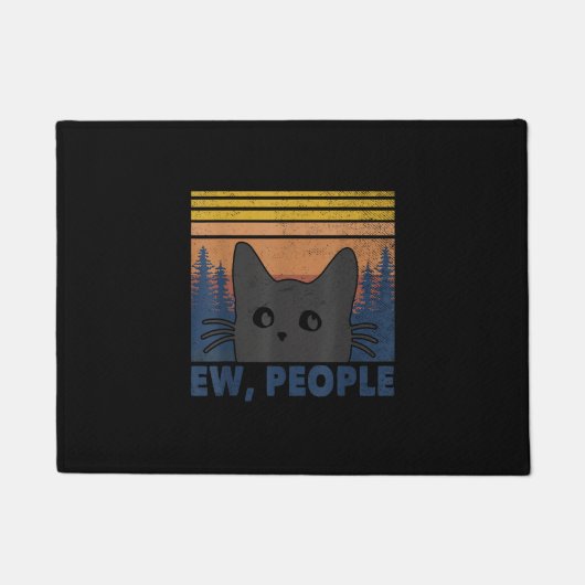Ew People Black Cat Funny Anti Social Introvertier Fußmatte (Vorderseite)