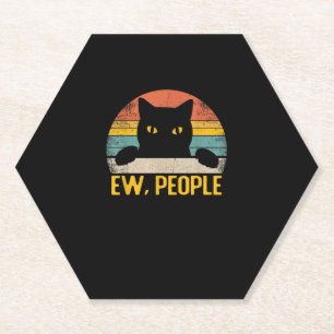 Ew, People Black Cat Vintag Retro - Funny Cat_1 Untersetzer
