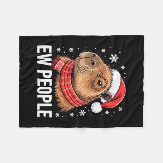 Ew People Capybara Christmas Funny Introvert Holid Fleecedecke (Vorderseite (Horizontal))